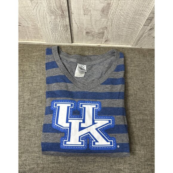 Creative Apparel Shirt Women Medium UK Wildcats Blue Gray Stripe Sports Fan Wear - Picture 3 of 7